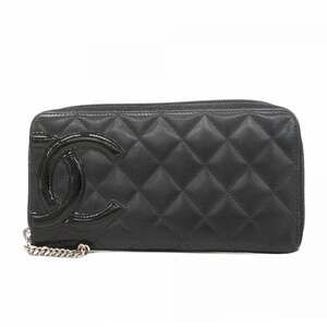 CHANEL Black Lambskin Leather Wallet
